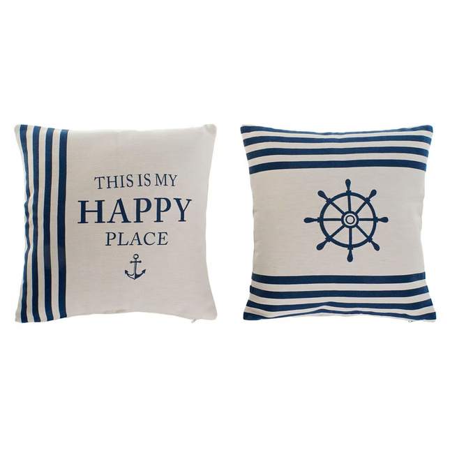 Kissen Home ESPRIT Weiß Marineblau 45 x 10 x 45 cm (2 Stück)
